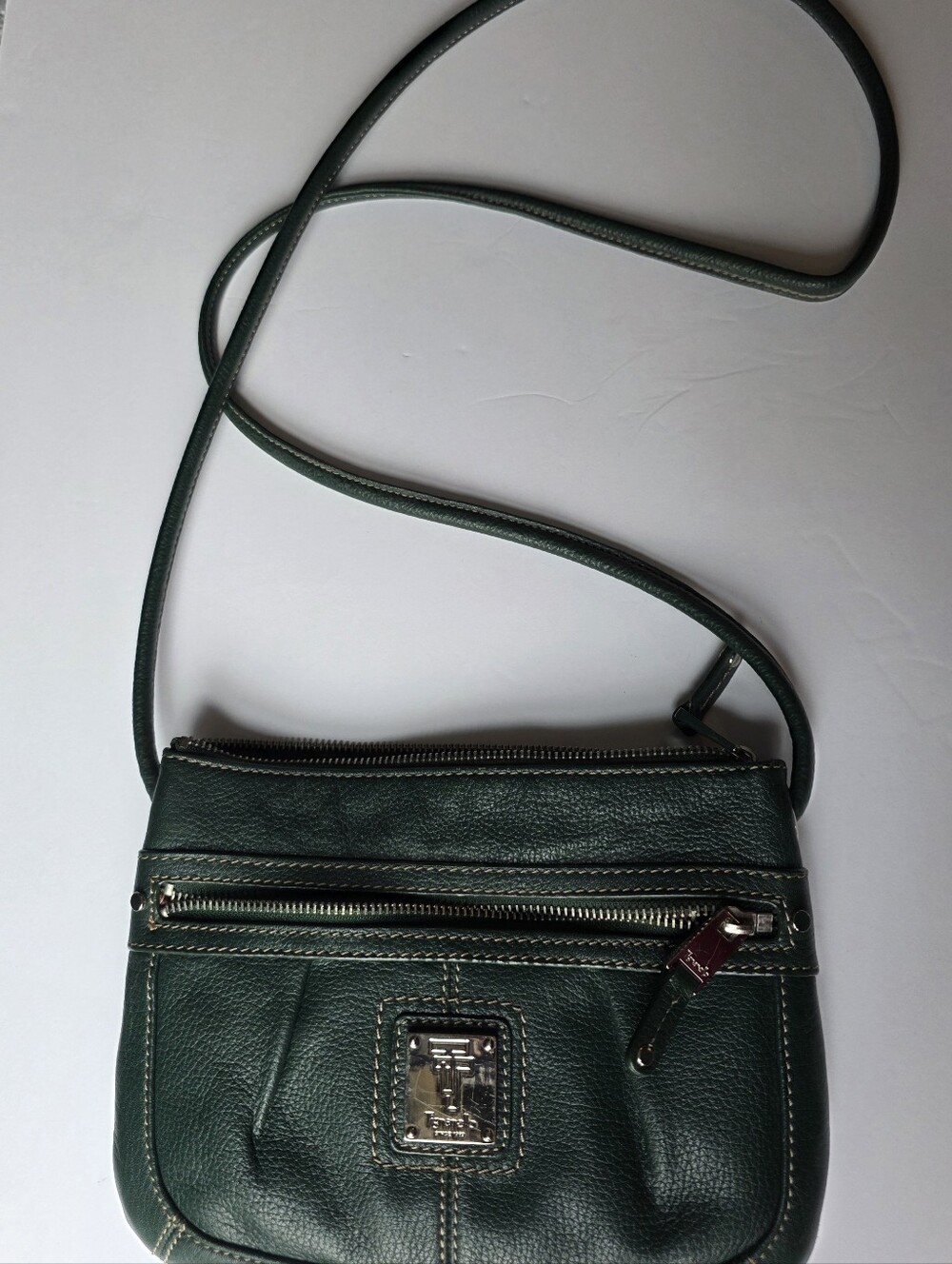 Tignanello Dark Green Pebbled Leather Purse